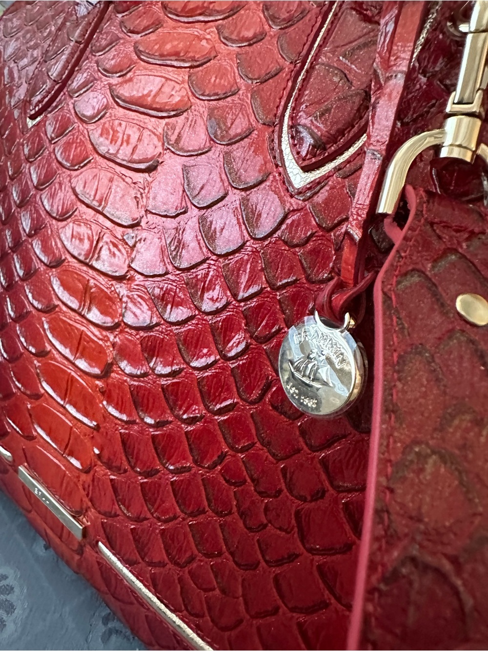 Brahmin Heat Brasilia Large Caroline Embossed Leather Satchel - Picture 7 of 10